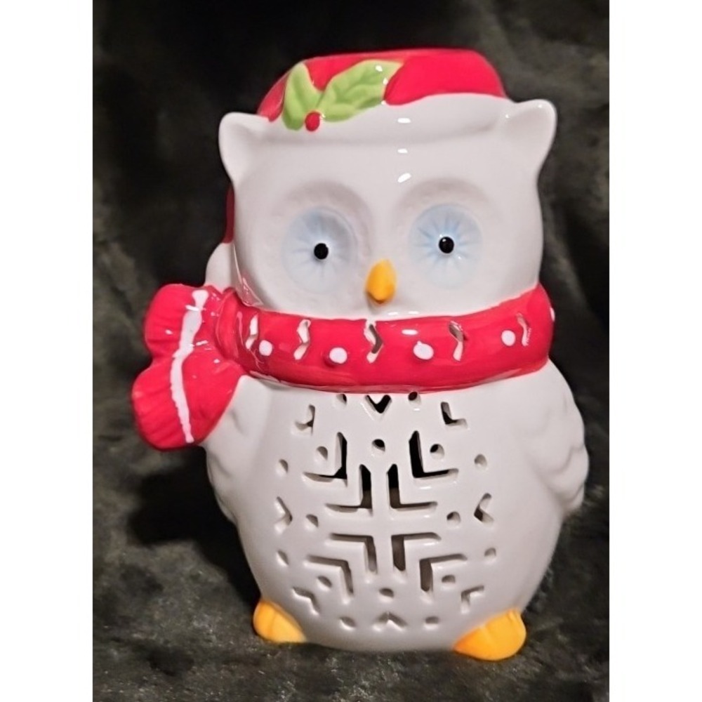 NEW Holiday Time WHITE OWL Ceramic Tealight